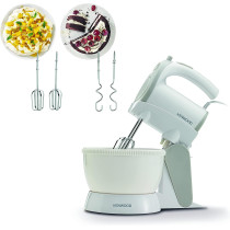 Kenwood Stand Mixer Hand (Electric Whisk) 300W With 2.4L Rotary Bowl, 5 Speeds + Turbo Button, Twin Stainless Steel Kneader And Beater For Mixing, Hmp22.000Wh White