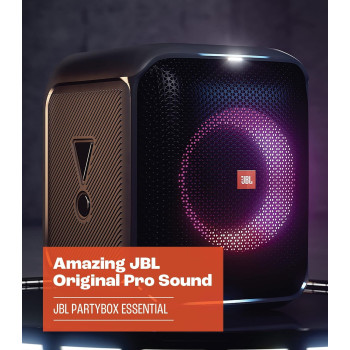 JBL Partybox Encore Essential Portable Party Speaker, 100W Powerful Sound, Built-In Dynamic Light Show, Multisource Playback - Black, JBLPBENCOREESSEP, 1 Year Warranty