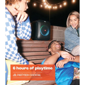 JBL Partybox Encore Essential Portable Party Speaker, 100W Powerful Sound, Built-In Dynamic Light Show, Multisource Playback - Black, JBLPBENCOREESSEP, 1 Year Warranty