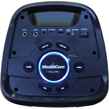 MediaCom MCI 525 Portable Party Speaker With Battery, Bluetooth And 2 Wireless Mics, 1 Year Warranty