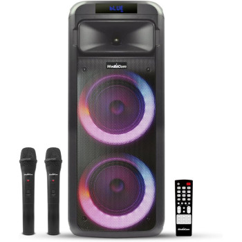 MediaCom MCI 525 Portable Party Speaker With Battery, Bluetooth And 2 Wireless Mics, 1 Year Warranty
