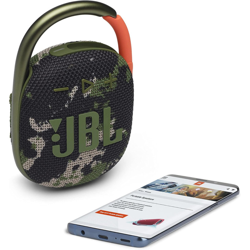 JBL Clip 4 Portable Bluetooth Speaker, 10H Battery, JBLCLIP4BLK Squad, 1 Year Warranty