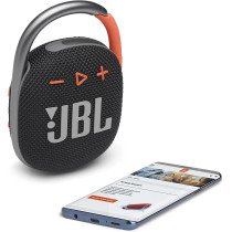 JBL Clip 4 Portable Bluetooth Speaker, 10H Battery, JBLCLIP4BLK Black/Orange, 1 Year Warranty