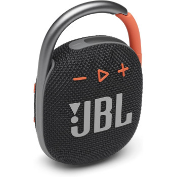 JBL Clip 4 Portable Bluetooth Speaker, 10H Battery, JBLCLIP4BLK Black/Orange, 1 Year Warranty
