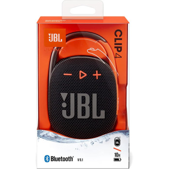JBL Clip 4 Portable Bluetooth Speaker, 10H Battery, JBLCLIP4BLK Black/Orange, 1 Year Warranty