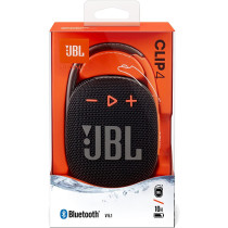 JBL Clip 4 Portable Bluetooth Speaker, 10H Battery, JBLCLIP4BLK Black/Orange, 1 Year Warranty