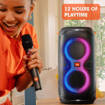 JBL Partybox 110 Portable Party Speaker, 160W Powerful Sound, Built-In Lights, Splashproof, Adjustable Bass, Immersive Audiovisual, 12H Battery, USB Stream - Black, JBLPARTYBOX110UK, 1 Year Warranty