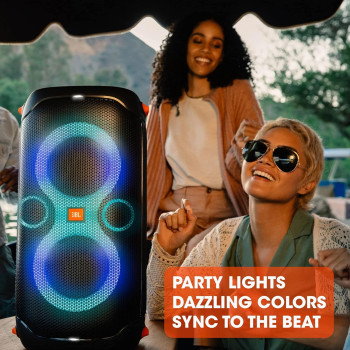 JBL Partybox 110 Portable Party Speaker, 160W Powerful Sound, Built-In Lights, Splashproof, Adjustable Bass, Immersive Audiovisual, 12H Battery, USB Stream - Black, JBLPARTYBOX110UK, 1 Year Warranty