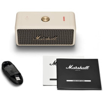 Marshall Emberton Portable Bluetooth Speakers - Water Resistant Wireless Speakers - Cream, 1 Year Warranty