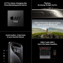 Apple iPhone 15 Pro 5G White Titanium 256 Gb, 6.1 Inch Display, International Version 1 Year Warranty