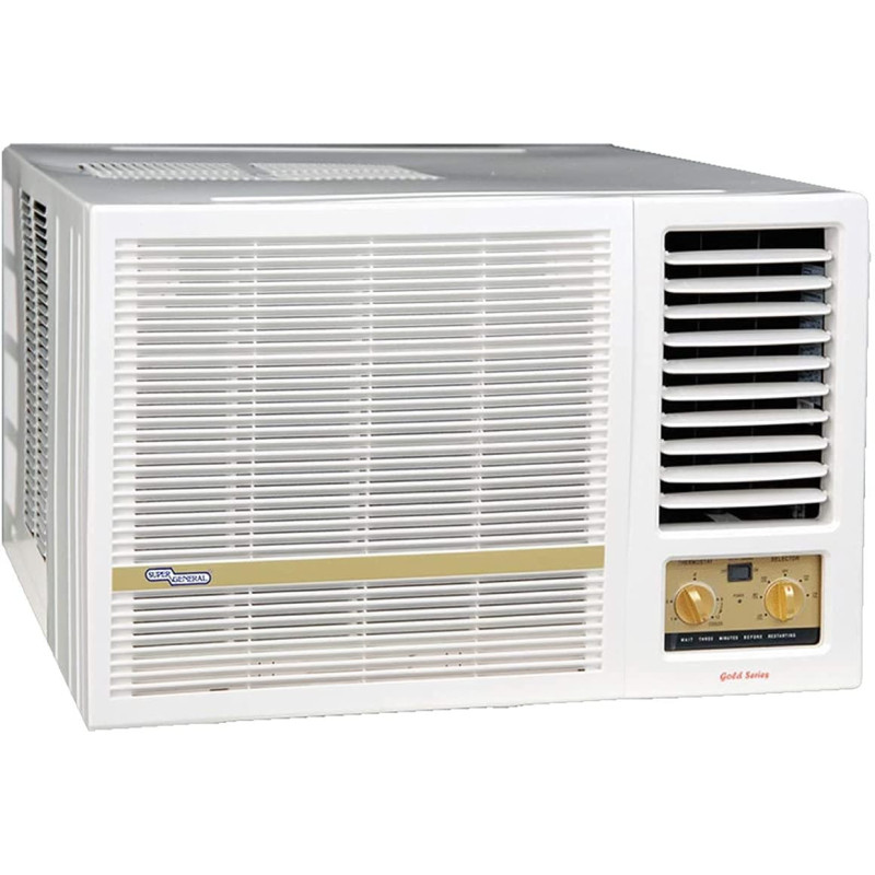 Super General 1.5 Ton Window Air Conditioner, 18000 BTU, Reciprocating compressor, SGA-183-NE, White, 74.6 x 81.5 x 51.5 cm, 1 Year Warranty