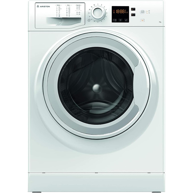 Ariston 7KG Front Load Washing Machine, 1000 RPM, 12 Programs, Fully Automatic Washer, Digital LED Display, Child Lock & Foam-Control, Self Cleaning Pump, Made In Turkey, White, NS703UWGCC
