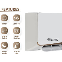 Super General 2 Ton Split Air Conditioner, 24000 BTU, Rotary Compressor, Auto Restart, Gold Fin, 4-way swing, SGS-245-NE, White - 115.5 x 41.5 x 31.5 cm, 1 Year Warranty