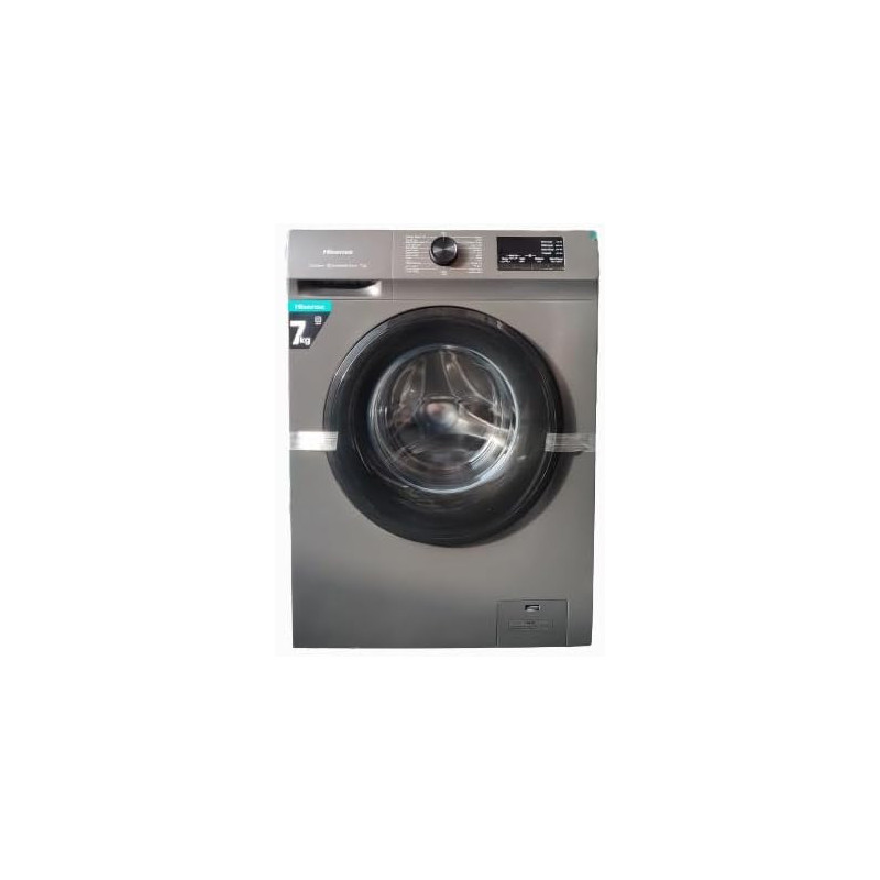 Hisense 7Kg Front Loading Washing Machine 1200 RPM, With Pause & Add, Drum Clean, Silver Color, Model WFVB7012MT -1 Years Full Warranty.