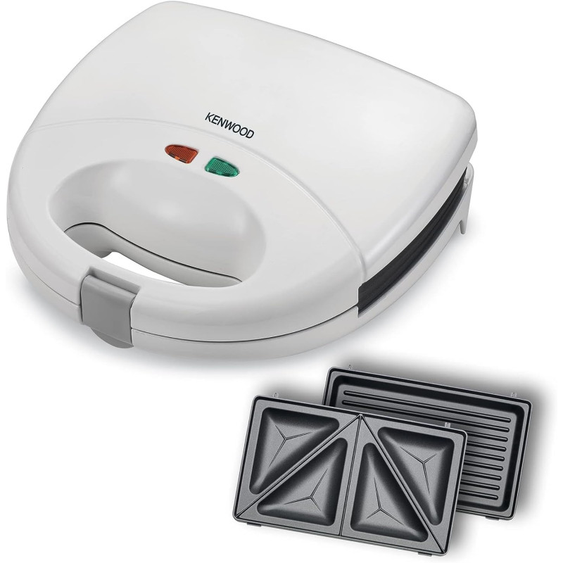 Kenwood Sandwich Maker 2 In 1 (Sandwich And Grill/Griddle) Dual Plate Press For Toasties, Paninis & Snacks - Easy To Use & Clean, Non-Stick Plates, Compact Size Bread Toaster Owsmp01.Aowh.