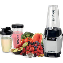 KENWOOD Personal Blender 600W Smoothie Blender/Smoothie Maker 600W with 2 x 700ml & 600ml Tritan Smoothie2Go Bottle and Lid, Ice Crush Function BSP70.560SI Black/Silver