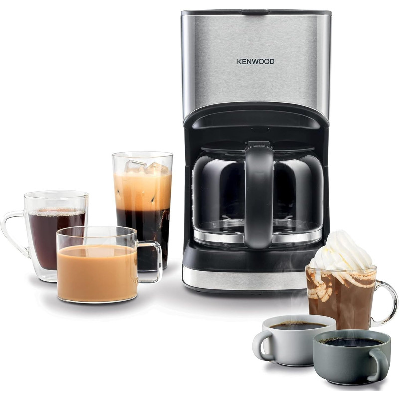 Kenwood Coffee Machine Up To 12 Cup Coffee Maker For Drip Coffee And Americano 900W 40 Min Auto Shut Off, REUSable Filter, Anti Drip Feature, Cmm10.000Bm Black/Silver