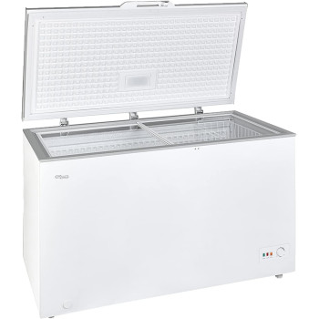 Super General Chest-Freezer 440 Liter Gross Volume, SGF-444-HM, White/Grey, Rectangular Deep-Freezer with Sliding Glass door, Lock & Key, Wheels, 130 x 67 x 84 cm, 1 Year Warranty
