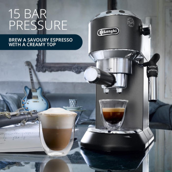 De'Longhi Dedica Pump Espresso Manual Coffee Machine, Black, EC685.BK