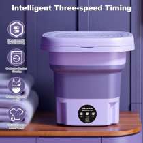 Togarhow Portable Mini Folding Washing Machine Cloths Washer for Travel, Camping, and Apartment Laundry, Purple, TO20230301