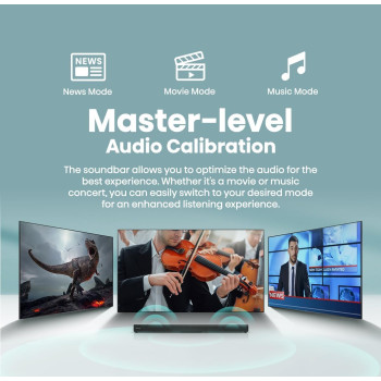 Hisense HS205 2.0ch Soundbar - 60W, Wireless Bluetooth, HDMI ARC/Optical/AUX/USB, 3EQ Modes