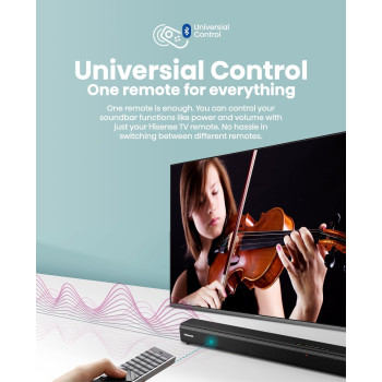 Hisense HS205 2.0ch Soundbar - 60W, Wireless Bluetooth, HDMI ARC/Optical/AUX/USB, 3EQ Modes