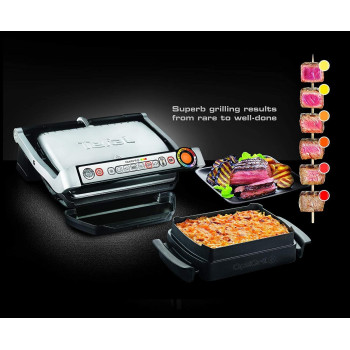 Tefal Indoor Electric Grill, Optigrill Plus/BBQ With Snacking and Baking Accessory, GC715D28