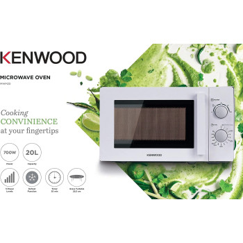 KENWOOD 20L Microwave Oven with 5 Power Levels, Defrost Function, 35 Minutes Timer, 700W, White, MWM20.000WH