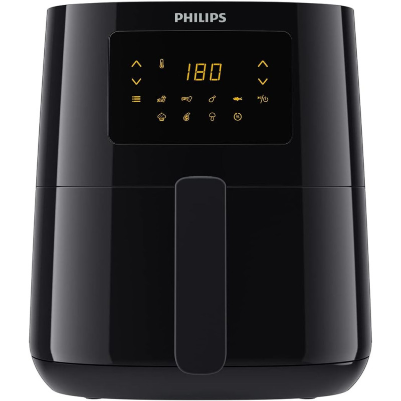 PHILIPS Essential Airfryer, 1400W, 4.1L, Digital, 7 Presets, Black Body/Blackhandle, 50Hz, HD9252/91