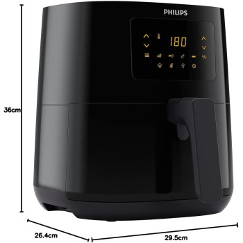 PHILIPS Essential Airfryer, 1400W, 4.1L, Digital, 7 Presets, Black Body/Blackhandle, 50Hz, HD9252/91