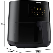 PHILIPS Essential Airfryer, 1400W, 4.1L, Digital, 7 Presets, Black Body/Blackhandle, 50Hz, HD9252/91
