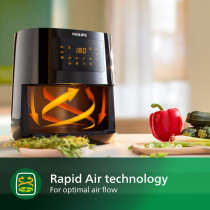 PHILIPS Essential Airfryer, 1400W, 4.1L, Digital, 7 Presets, Black Body/Blackhandle, 50Hz, HD9252/91