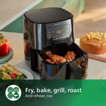 PHILIPS Essential Airfryer, 1400W, 4.1L, Digital, 7 Presets, Black Body/Blackhandle, 50Hz, HD9252/91