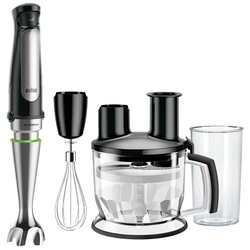 BRAUN MultiQuick 7 Hand Blender - 1000W, 1.5L Food Processor, SmartSpeed, SplashControl, Black, MQ 7075X