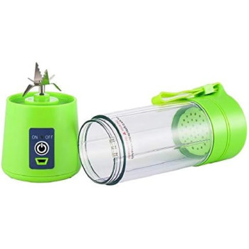 Personal USB Juicer Cup, Portable Juicer Blender, Rechargeable, Six Blades, 3D Mixing, 380ML, Green, ZZB01