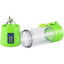Personal USB Juicer Cup, Portable Juicer Blender, Rechargeable, Six Blades, 3D Mixing, 380ML, Green, ZZB01