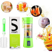 Personal USB Juicer Cup, Portable Juicer Blender, Rechargeable, Six Blades, 3D Mixing, 380ML, Green, ZZB01