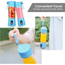 Portable USB Juicer Cup, Six 3D Blades, Rechargeable, 380 ML, Easy to Pick, Blue, TLZA+1