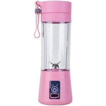 Portable Juicer Blender Household Fruit Mixer, 4 Blades, 380ML, USB Charger, Pink, 79194419-SRK3