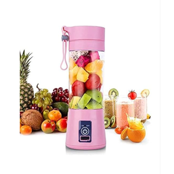 Portable Juicer Blender Household Fruit Mixer, 4 Blades, 380ML, USB Charger, Pink, 79194419-SRK3