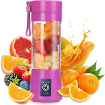 USB Rechargeable Portable Blender, Mini Electric Blender Portable Cup, 380 ML, 13 Oz, Six Blades, Purple