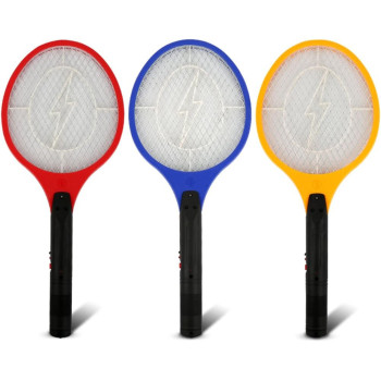 RONSHIN Cordless Rechargeable Electric Fly Swatter Mosquito Insect Racket Bug Zapper (US Plug), Red, 51X21CM, Home Decoration