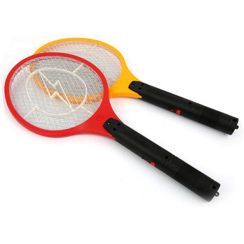 RONSHIN Cordless Rechargeable Electric Fly Swatter Mosquito Insect Racket Bug Zapper (US Plug), Red, 51X21CM, Home Decoration