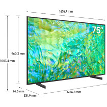 Samsung 75 Inch Crystal UHD 4K Smart TV, CU8000, Titan Gray, 2023, Crystal Processor 4K, UA75CU8000UXZN With 1 Year Warranty