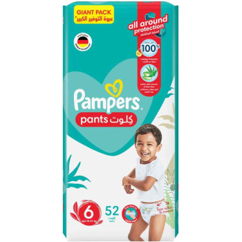 Pampers Baby-Dry Pants Diapers with Aloe Vera Lotion, 360 Fit & up to 100% Leakproof, Size 6, 16-21kg, Double Giant Box of 52