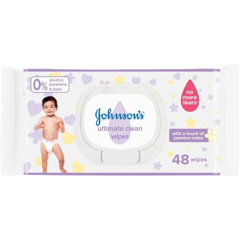 Johnson's Baby Wipes - Ultimate Clean, 48 Count , 1 Year Warranty