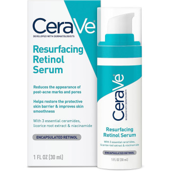 CeraVe Resufacing Retinol Serum for Post-Acne Marks and Skin Texture, 1 Oz