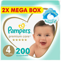 Pampers Premium Care Taped Baby Diapers, Size 4, 9-14 KG, 200 Count