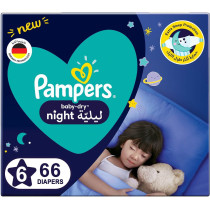 Pampers Baby Dry Night Diapers For Extra Sleep Protection, Size 6, 14 Plus KG, 66 Diaper Count