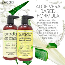 Pura D'or Anti-Thinning Biotin Shampoo and Conditioner, DHT Blocker Thickening Products For Women & Men, 16 Oz x 2